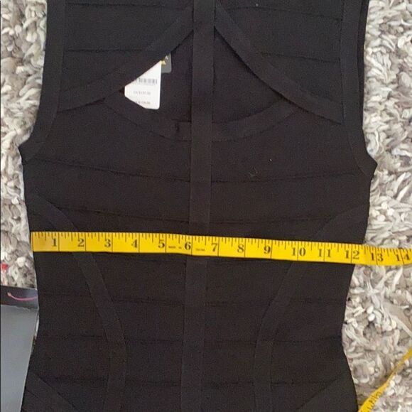 Bebe Black Mock Neck Bandage Dress Contemporary Feminine Bodycon Evening Event - Picture 13 of 14
